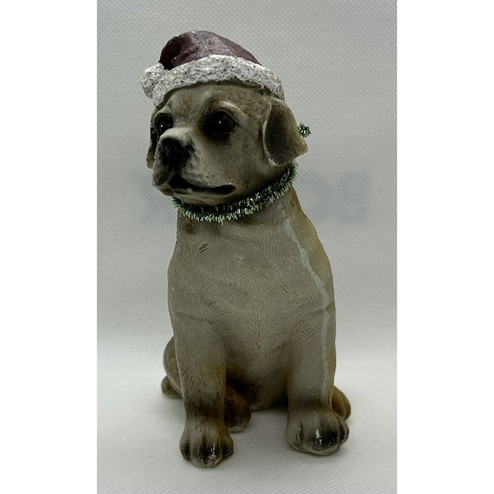 Santa Puppy Dog Pet Figurine Vintage Christmas Hat Tinsel Collar Cute Labrador? - Picture 2 of 12